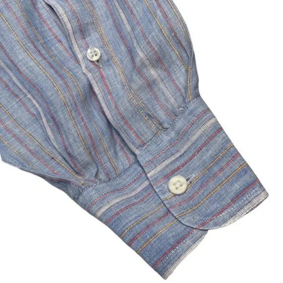 Paul & Shark Slate Blue Linen Button Front Shirt - Picture 8 of 14